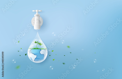 concept of ecology and wolrd water day . photo