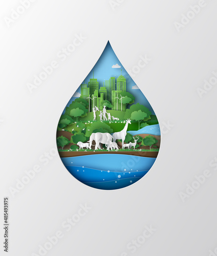 concept of ecology and wolrd water day .