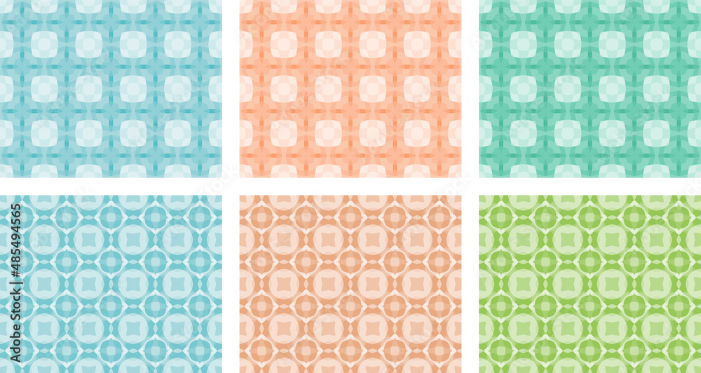 Geometric abstract pattern set. A set of different colors. Seamless vector background