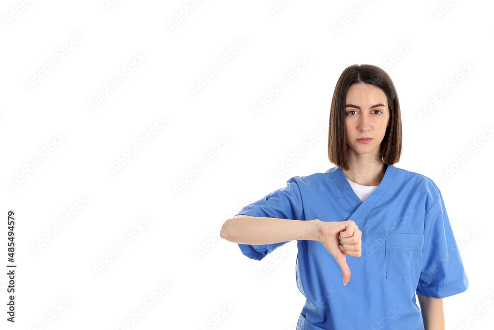 Female trainee nurse isolated on white background Female trainee nurse isolated on white background