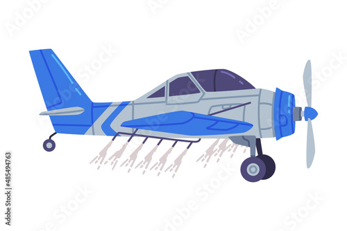 Agricultural Propeller Plane for Aerial Application of Pesticides Vector Illustration