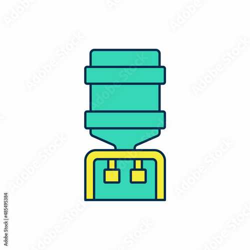 Filled outline Water cooler for office and home icon isolated on white background. Water dispenser. Bottle office, plastic and liquid. Vector