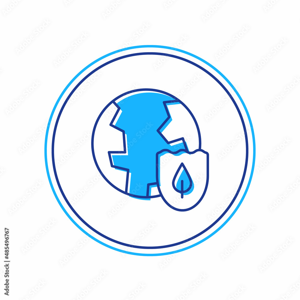 Filled outline Earth with shield icon isolated on white background. Insurance concept. Security, safety, protection, privacy concept. Vector Filled outline Earth with shield icon isolated on white background. Insurance concept. Security, safety, protection, privacy concept. Vector