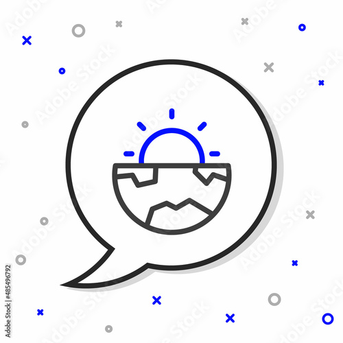 Line Earth core structure crust icon isolated on white background. Colorful outline concept. Vector