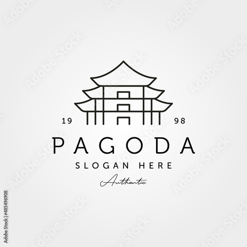 japanese pagoda temple vector logo line art illustration design