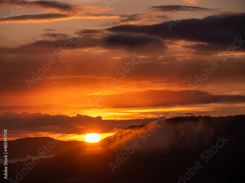 Before Sunrise in The Mountain and Fogs at Pha Chanadai Cliff in Landscape View