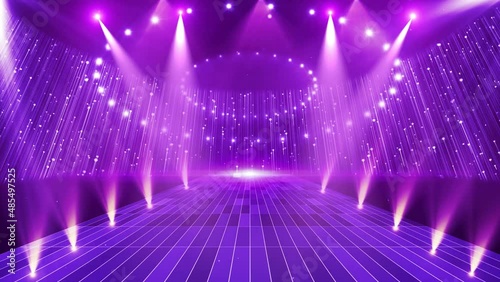 The stage background of the award show with flashing neon lights.