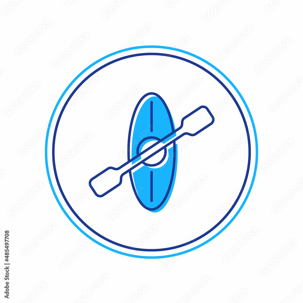 Filled outline Kayak and paddle icon isolated on white background. Kayak and canoe for fishing and tourism. Outdoor activities. Vector