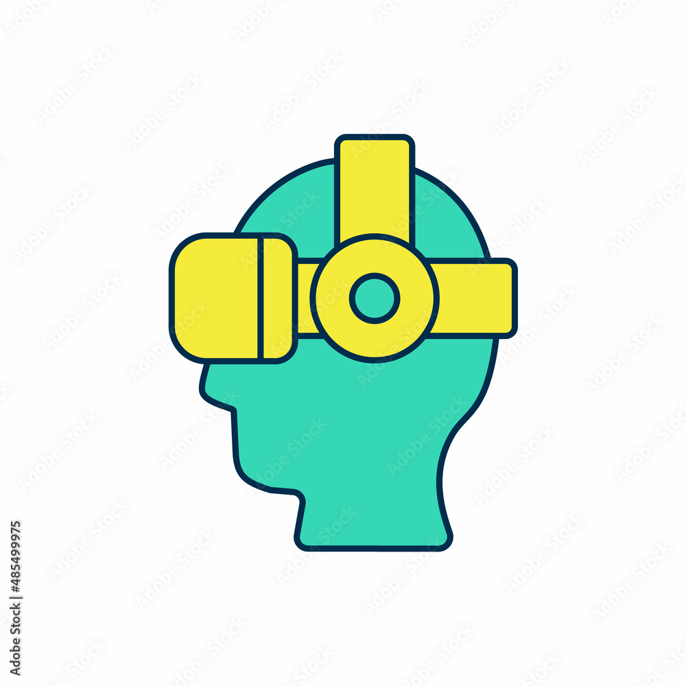 Filled outline Virtual reality glasses icon isolated on white background. Stereoscopic 3d vr mask. Optical head mounted display. Vector Filled outline Virtual reality glasses icon isolated on white background. Stereoscopic 3d vr mask. Optical head mounted display. Vector