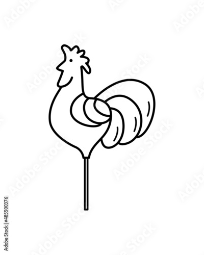 Cockerel on a stick, candy lollipop, vector illustration. Traditional Russian food.