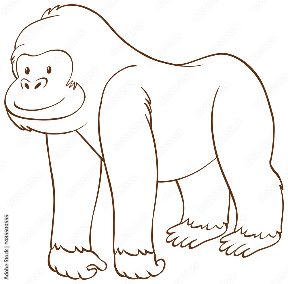 Obraz premium Gorilla in doodle simple style on white background