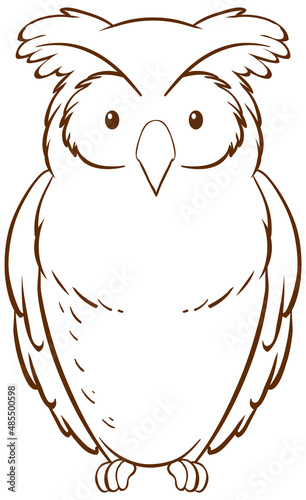 Owl in doodle simple style on white background