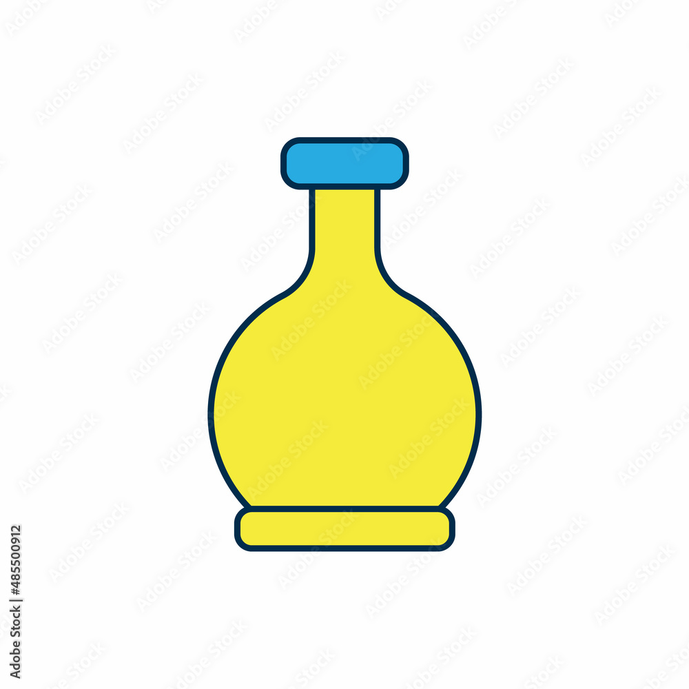 Filled outline Bottle with potion icon isolated on white background. Flask with magic potion. Happy Halloween party. Vector Filled outline Bottle with potion icon isolated on white background. Flask with magic potion. Happy Halloween party. Vector