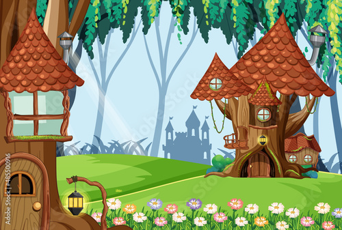 Fantasy tree houses in the forest