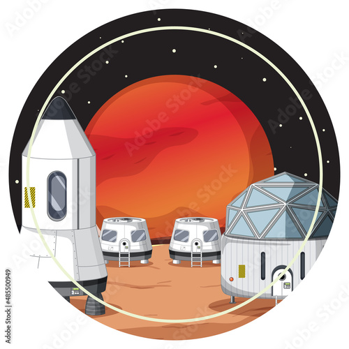 Settlement in the space badge on white background
