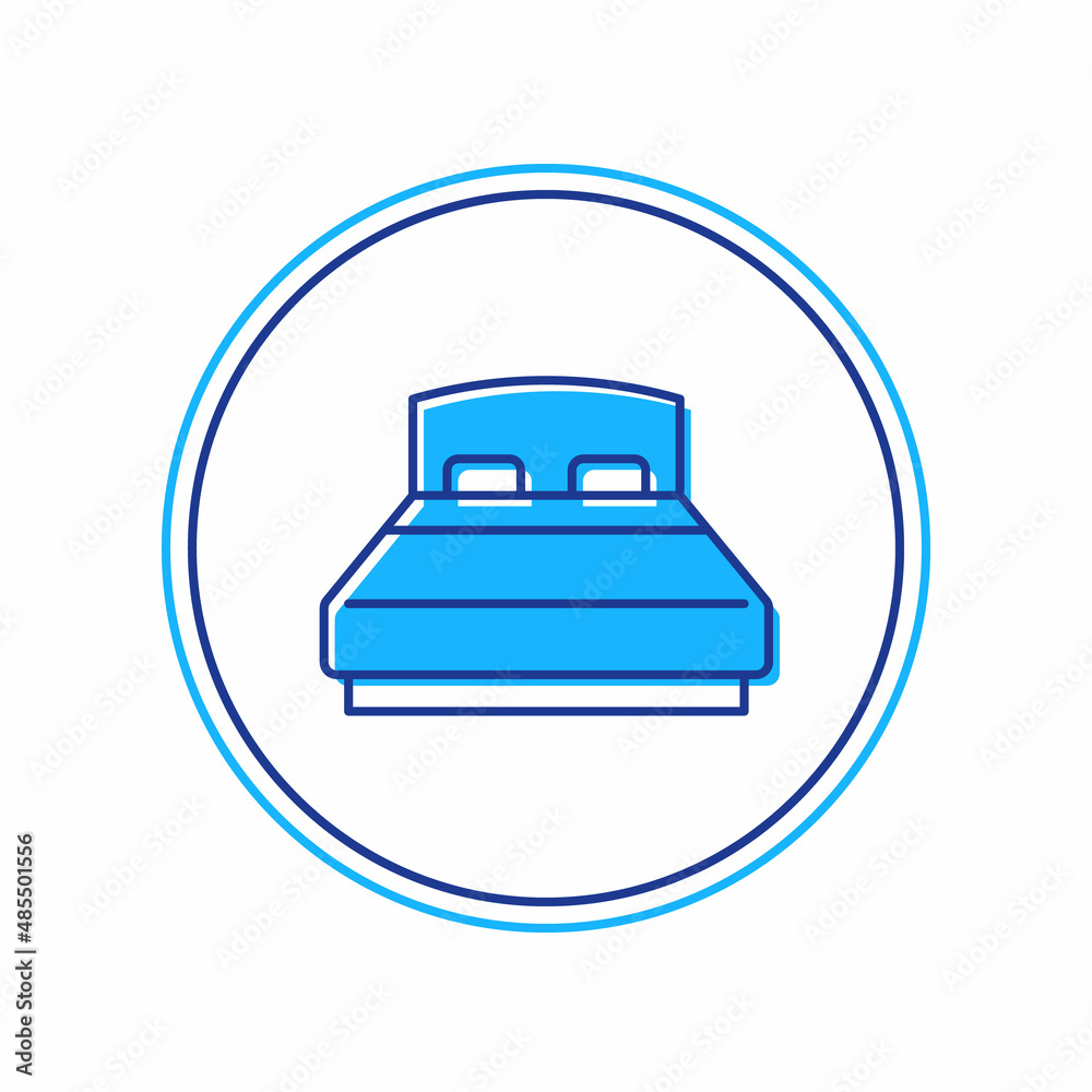 Filled outline Big bed for two or one person icon isolated on white background. Vector Filled outline Big bed for two or one person icon isolated on white background. Vector