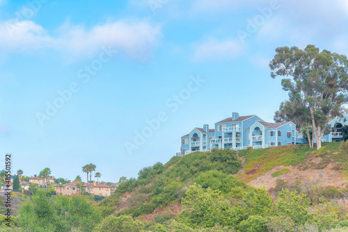 Townhouses on top of the slope at Carlsbad in San Diego, California
