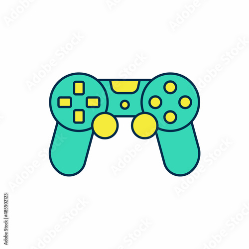 Filled outline Game controller or joystick for game console icon isolated on white background. Vector