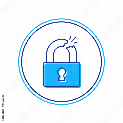 Filled outline Broken or cracked lock icon isolated on white background. Unlock sign. Vector