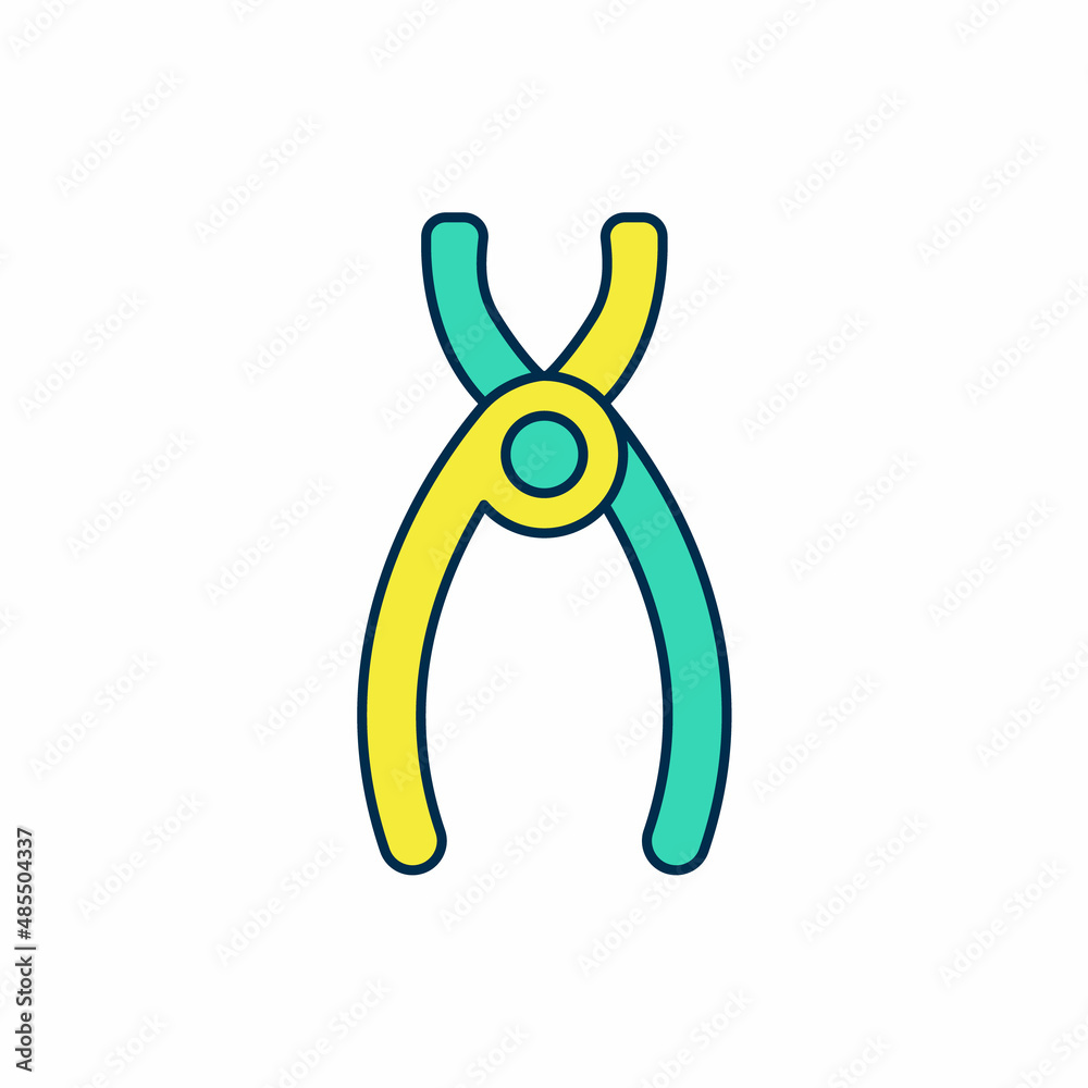 Filled outline Dental pliers icon isolated on white background. Dental equipment. Vector Filled outline Dental pliers icon isolated on white background. Dental equipment. Vector