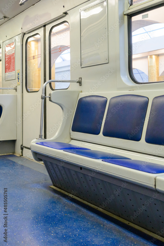 Metro subway seats with no people during lockdown