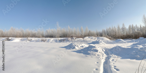 Winter walk through forests and fields, beautiful panorama. © Юрий Фатеев