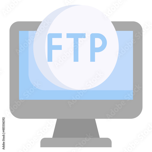 FTP flat icon,linear,outline,graphic,illustration