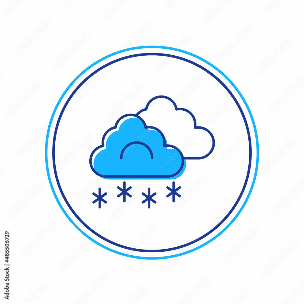 Filled outline Cloud with snow icon isolated on white background. Cloud with snowflakes. Single weather icon. Snowing sign. Vector Filled outline Cloud with snow icon isolated on white background. Cloud with snowflakes. Single weather icon. Snowing sign. Vector