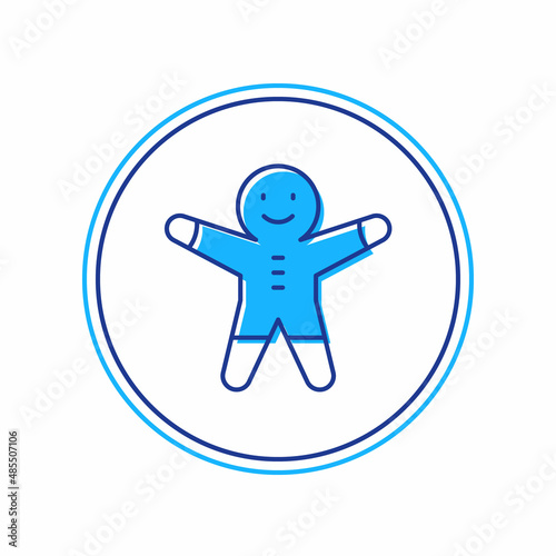 Filled outline Holiday gingerbread man cookie icon isolated on white background. Cookie in shape of man with icing. Vector