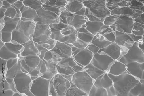 Gray water surface with bright sun light reflections, Black and white water in swimming pool background