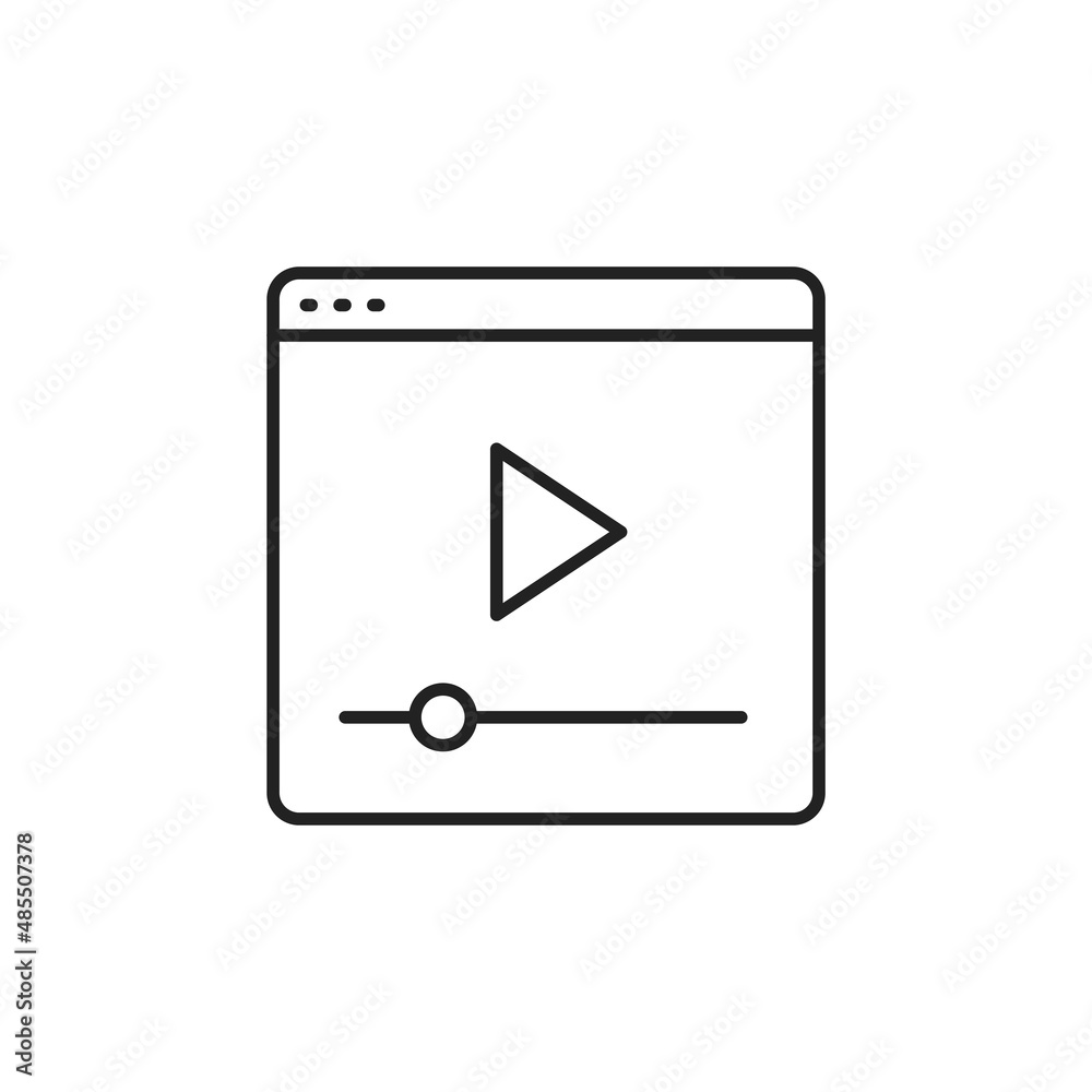 Media player on web page. Video advertising icon. High quality black vector illustration. Media player on web page. Video advertising icon. High quality black vector illustration.
