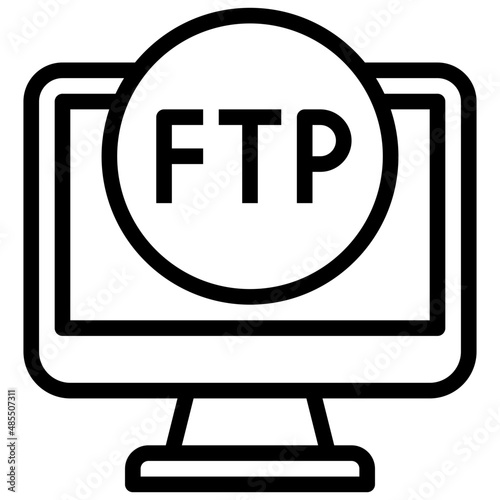 FTP line icon,linear,outline,graphic,illustration