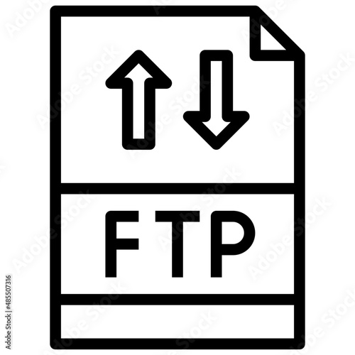 FTP line icon,linear,outline,graphic,illustration