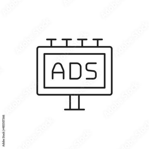 Billboard advertising icon. Flat design style. High quality black vector illustration.