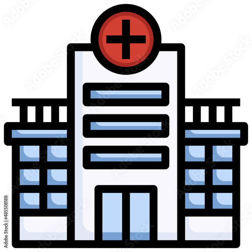 HOSPITAL BUILDING filled outline icon,linear,outline,graphic,illustration
