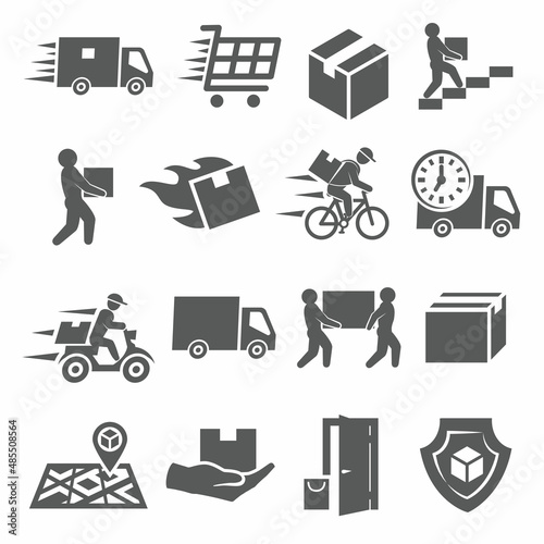 Delivery icons set on white background