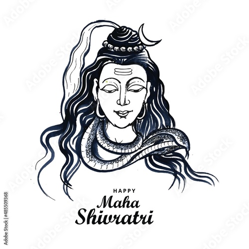 Hand draw hindu maha shivratri religious hindu festival card background