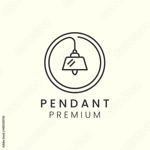lamp pendant furniture minimalist line art logo emblem icon vector illustration template design