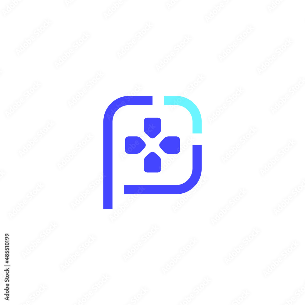 P letter in Round Square and Joystick Game Controller Logo Vector Design P letter in Round Square and Joystick Game Controller Logo Vector Design