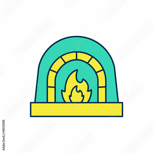 Filled outline Blacksmith oven icon isolated on white background. Vector