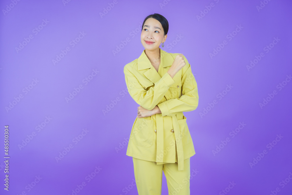Portrait beautiful young asian woman smile with action Portrait beautiful young asian woman smile with action