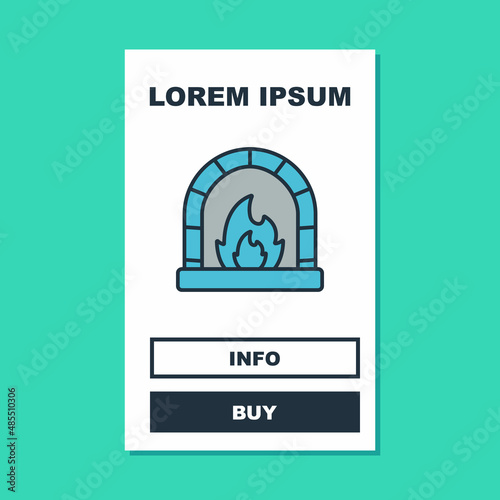 Filled outline Blacksmith oven icon isolated on turquoise background. Vector