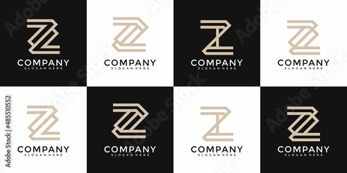 Set of abstract monogram initial letter z logo design template