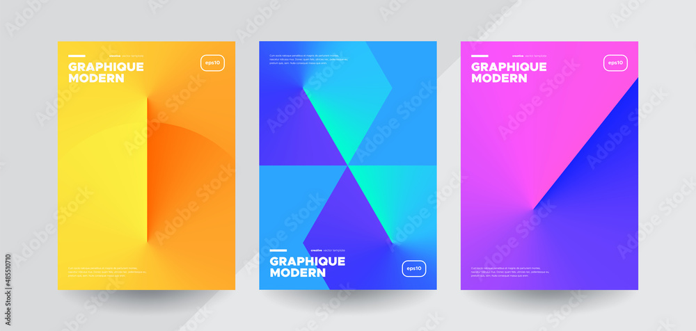 Creative posters set with Gradient shapes composition. Vector illustration.