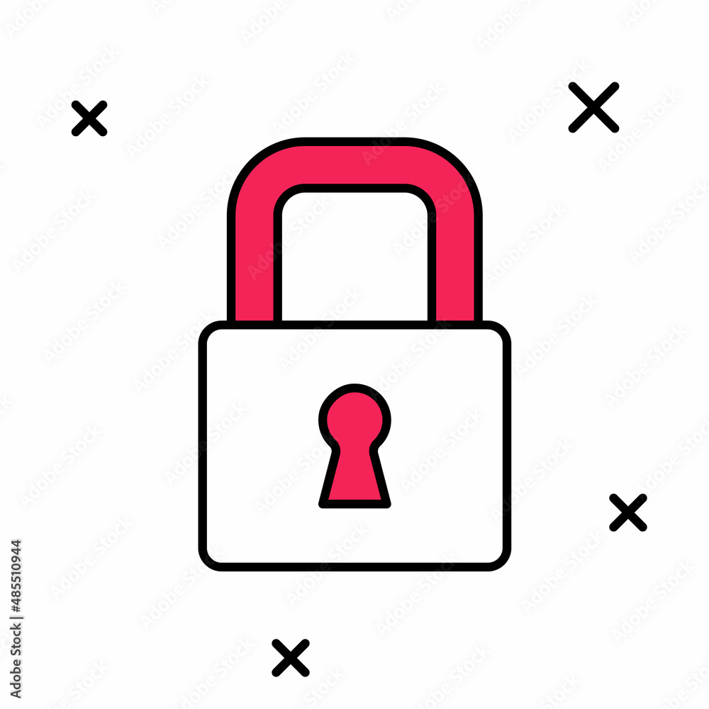 Filled outline Lock icon isolated on white background. Padlock sign. Security, safety, protection, privacy concept. Vector Filled outline Lock icon isolated on white background. Padlock sign. Security, safety, protection, privacy concept. Vector