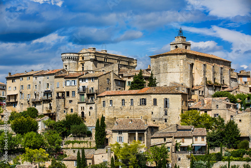 The Castle and the Church of Saint Fermin (Firmin) Crowning the City of Gordes, Provence, France