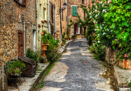 Narrow Street in the Medieval Village of Bargemon  Provence  France