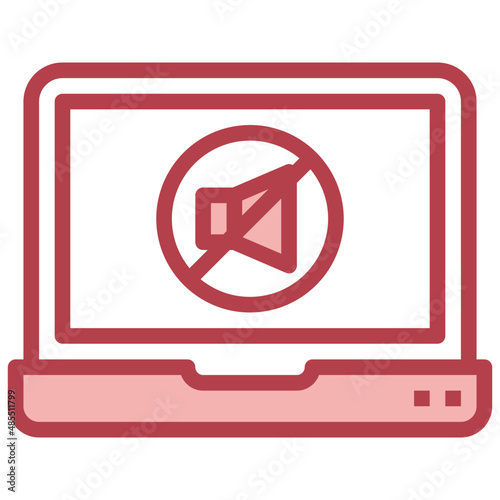 MUTE red line icon,linear,outline,graphic,illustration