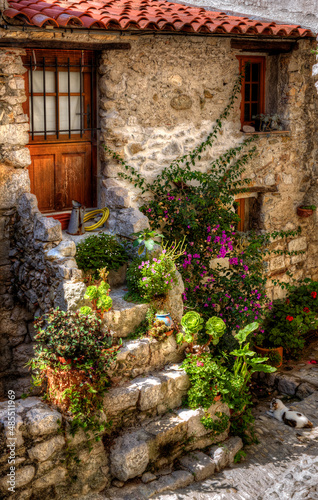 Stairs and Entrance to a House in the Medieval Village of Peillon, Alpes-Maritimes, Provence, France