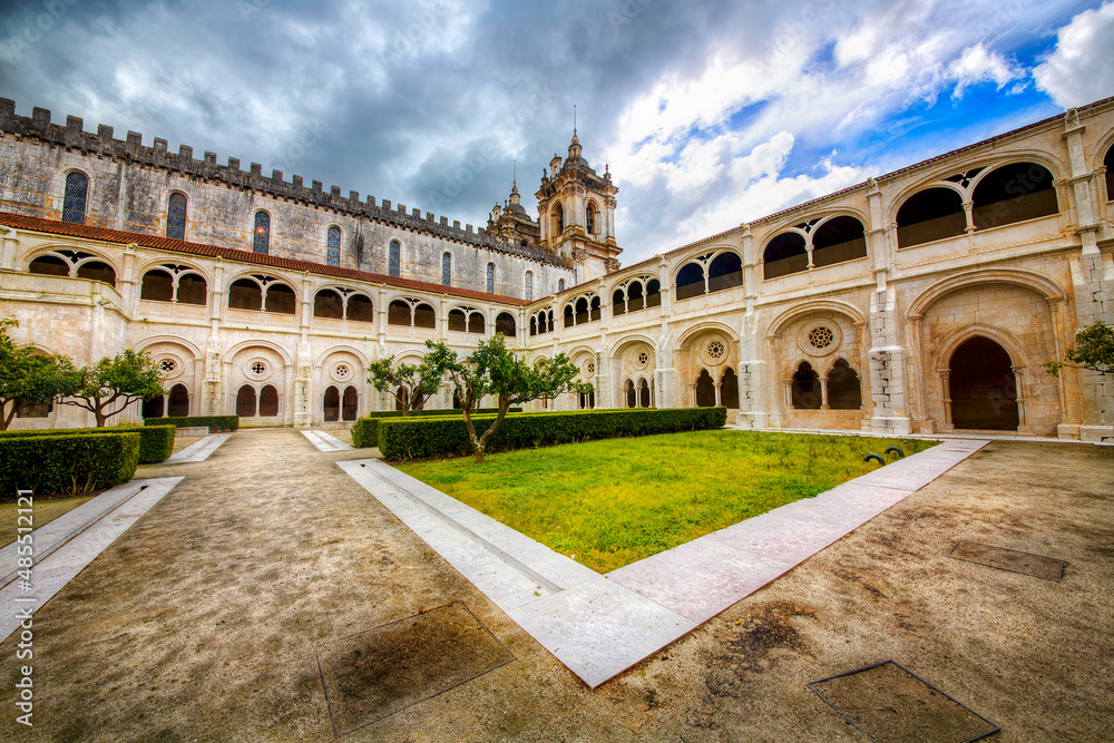 Cloister and Church Tower of the Alcobaca Monastery (Mosteiro de Santa Maria de Alcobaca), Portugal